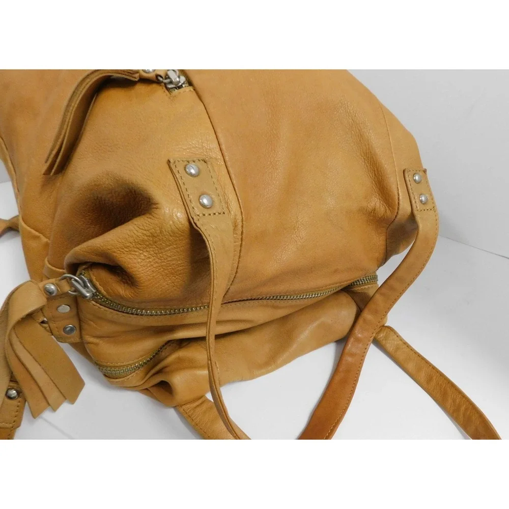 LUMI Large Shopping Tote Bag Women's Tan‎ Leather